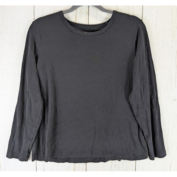 St Johns Bay Size Large Essential Tee Black Cotton Long Sleeve Top - Picture 1 of 7